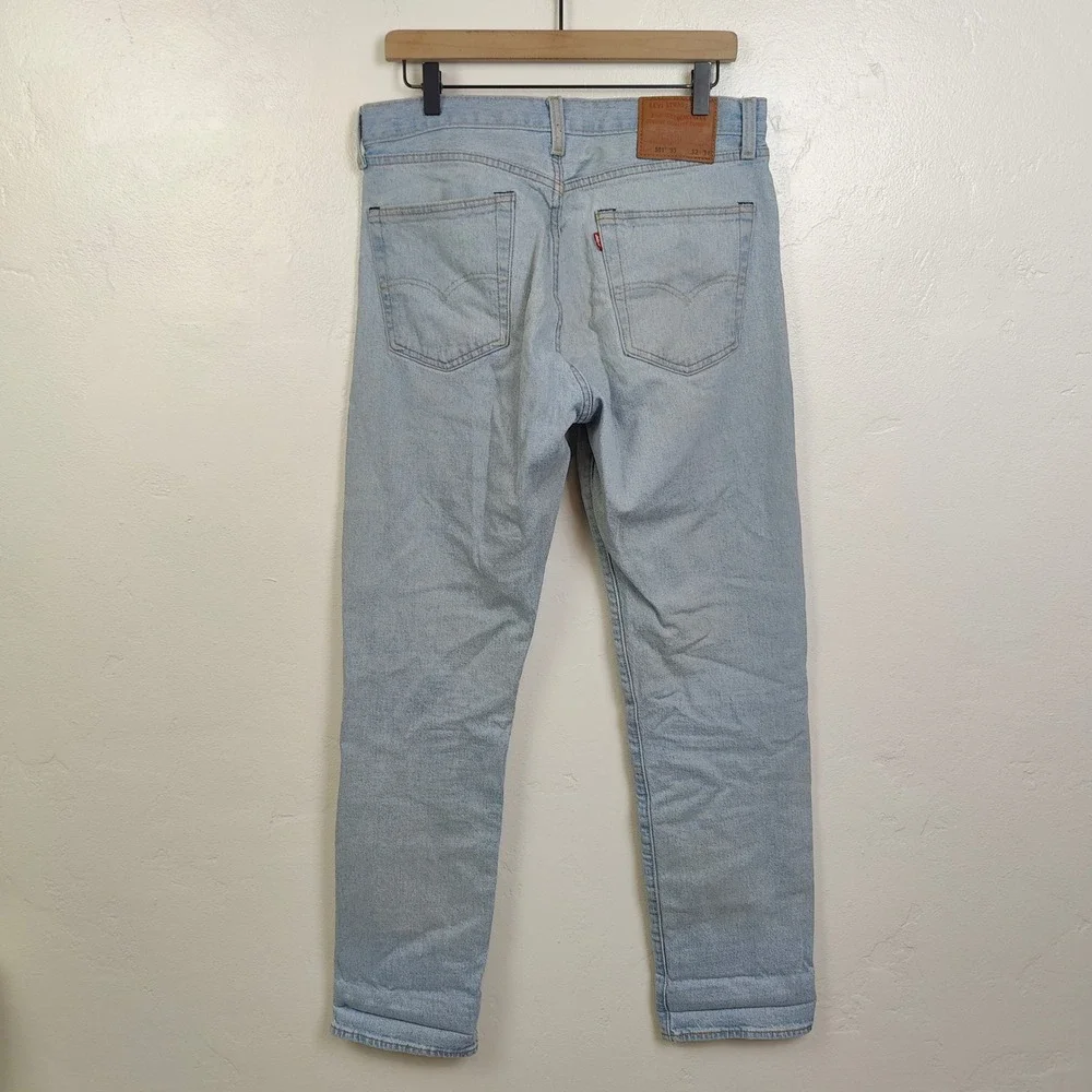 Levi's 501 93 Mens Jeans 32x34 Blue Light Wash Straight Leg Button Fly Classic